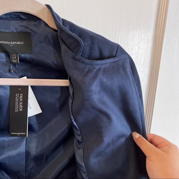 Banana Republic Petite Blue Faux Suede Moto Jacket - Picture 5 of 12